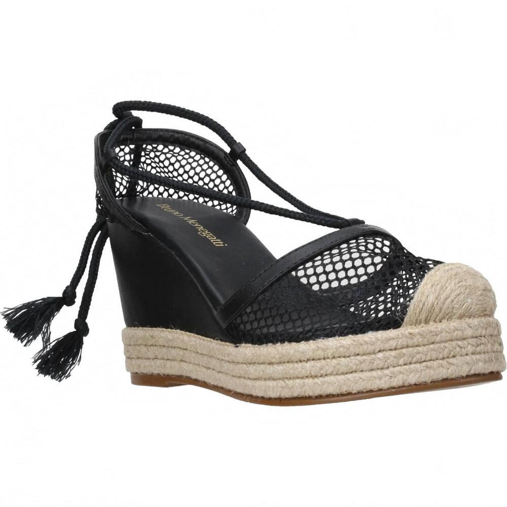 NEW CARRANO women's adella wedge fishnet sandal in black